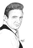 Pen and Ink Drawing of Johnny Cash