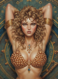 Red Sonja warrior holding a shield