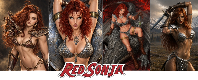Red Sonja fantasy artwork banner