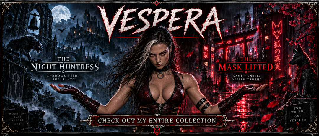 The Night Huntress and The Mask Lifted complete Vespera Fine Art collection